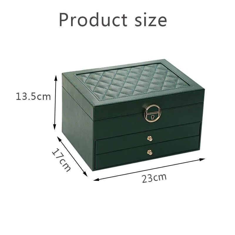 Three-tier jewelry box organizer with a leather-look exterior - product photo 18