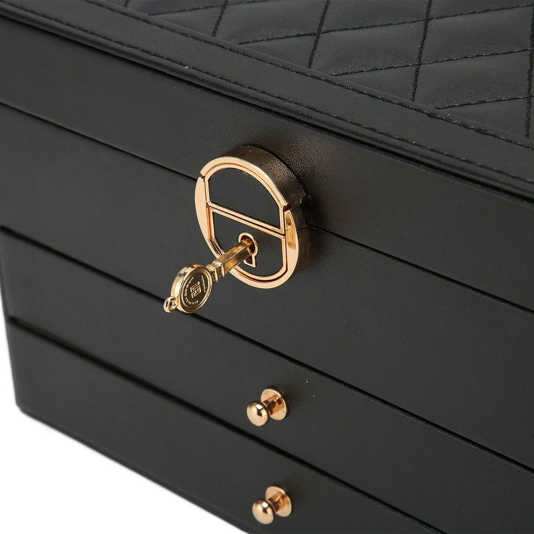 Three-tier jewelry box organizer with a leather-look exterior - product photo 6