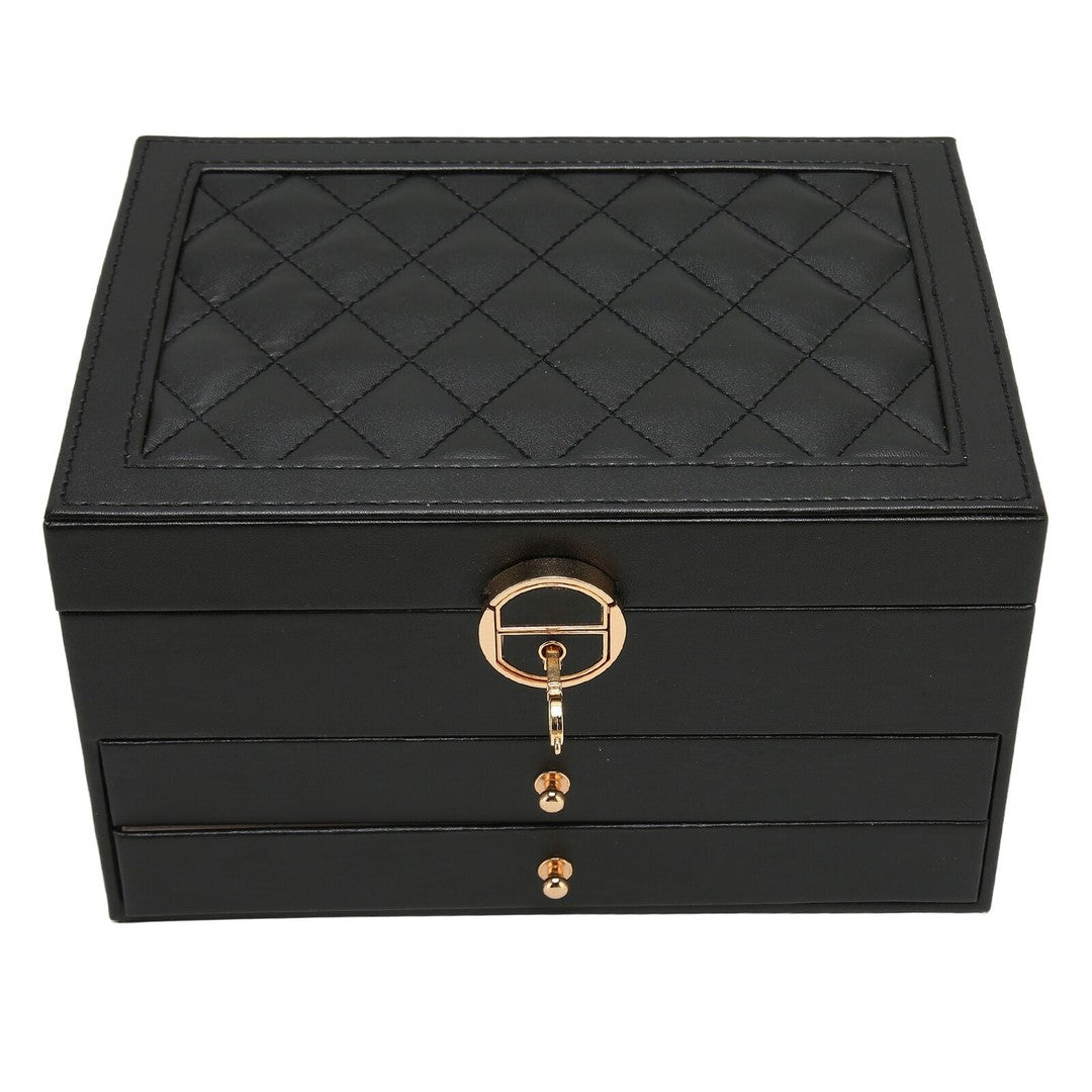 Three-tier jewelry box organizer with a leather-look exterior - product photo 8
