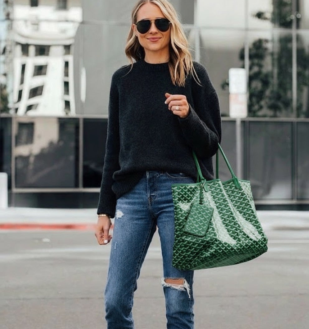 Structured shoulder tote bag with a matching detachable pouch - product photo 1