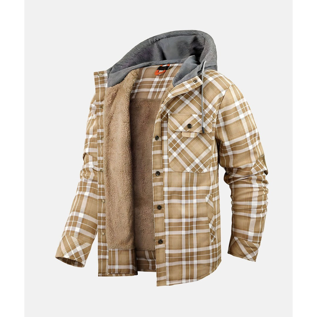 Man wearing the Casimir men's plaid jacket, model view
