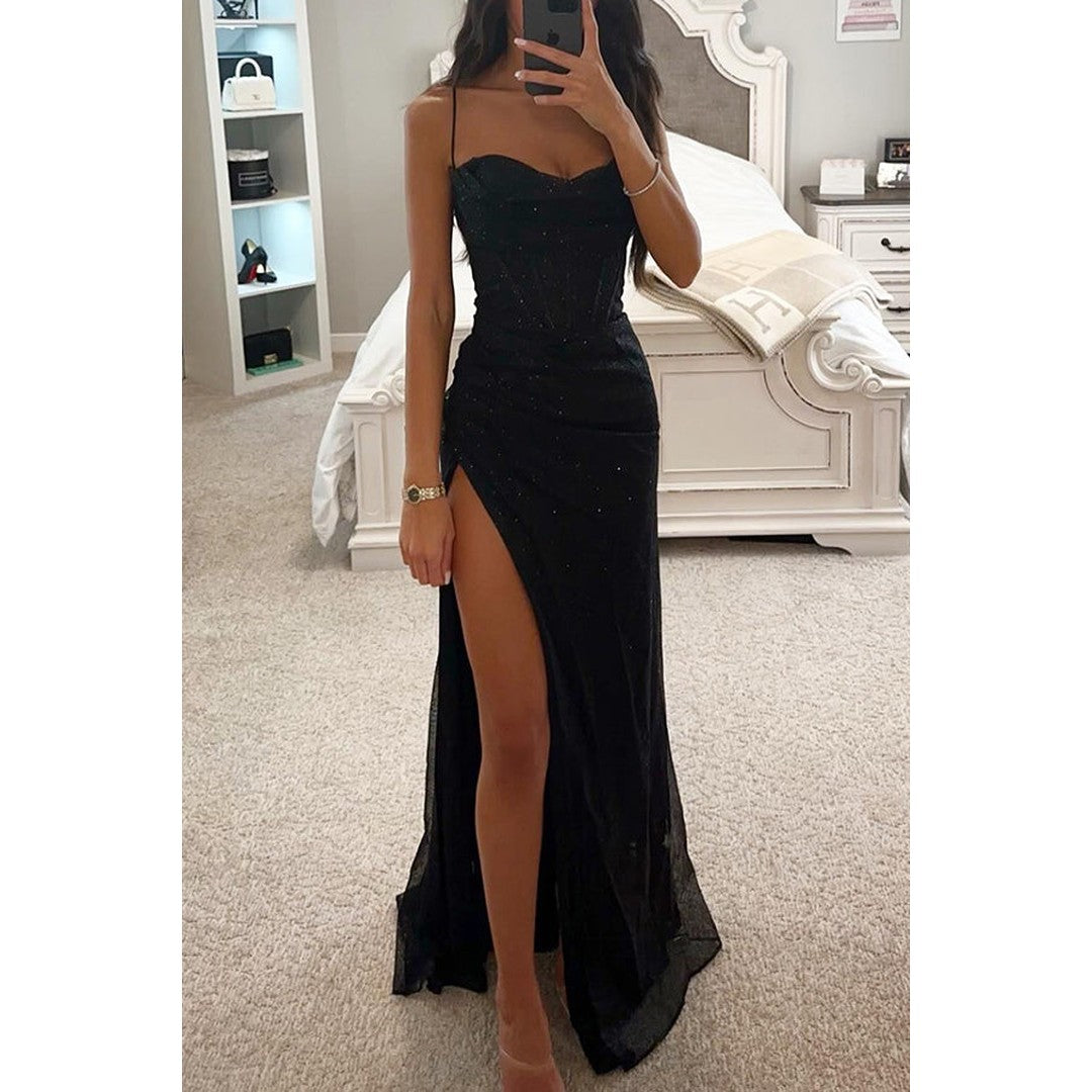 Woman wearing the Catalina women's maxi dress, front view