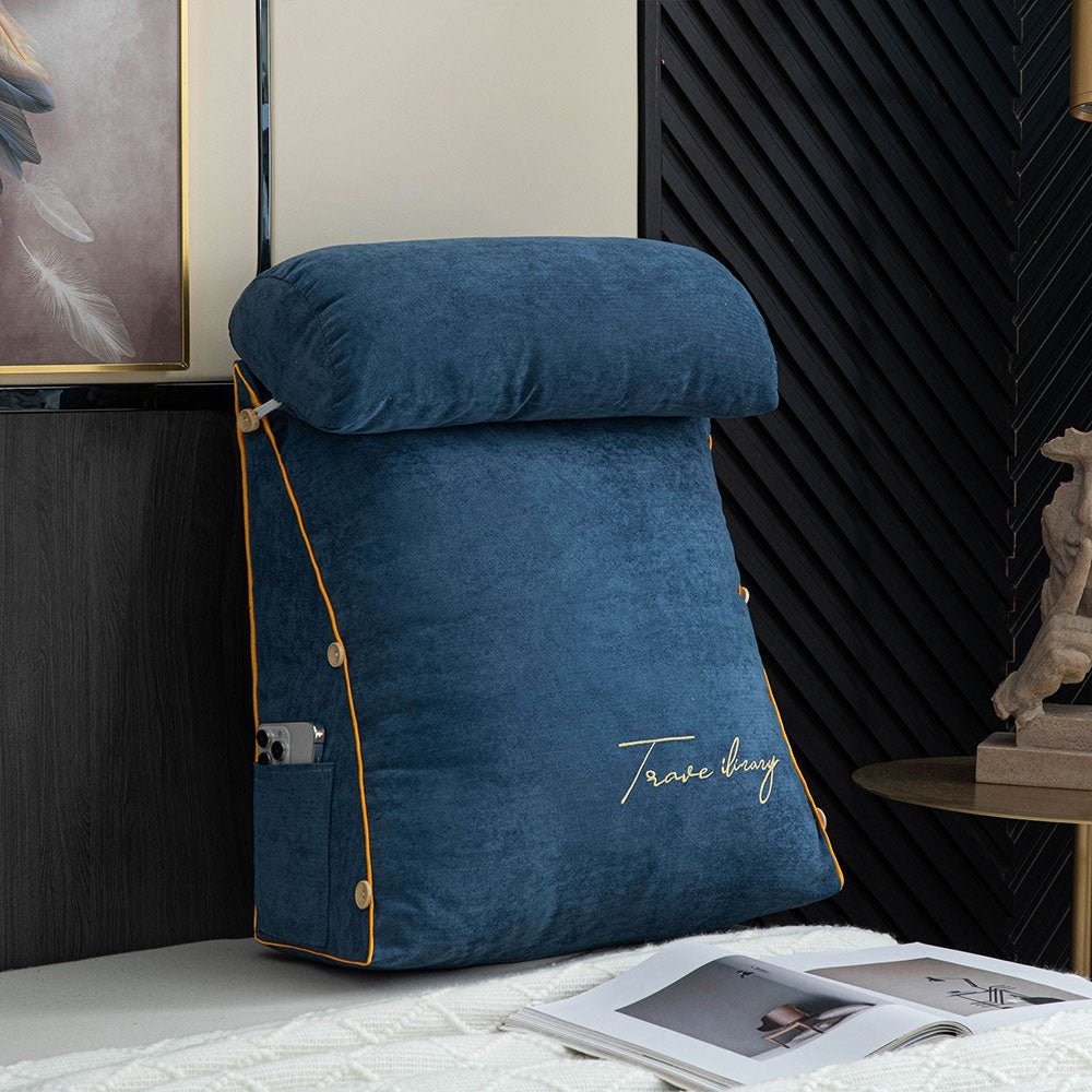 Reading backrest pillow with arms and side pocket - product photo 5