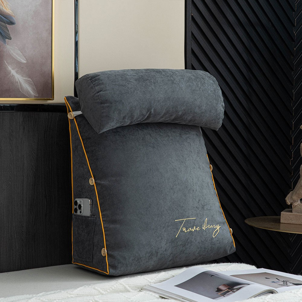 Reading backrest pillow with arms and side pocket - product photo 7