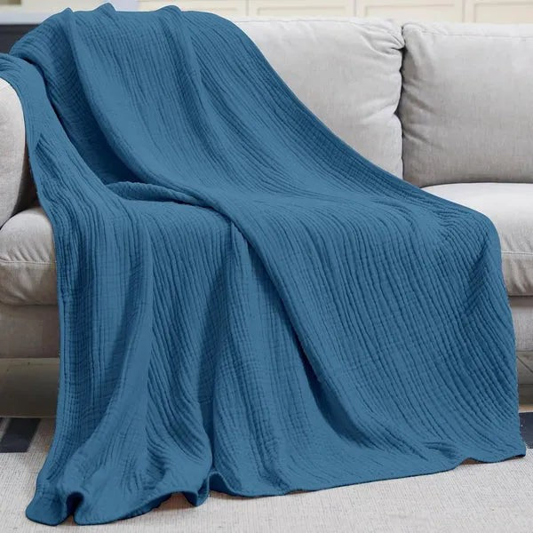Layered muslin cotton throw blanket - product photo 7