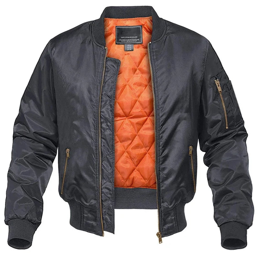 Man wearing the Clyde men's zip-up bomber jacket, 11 view