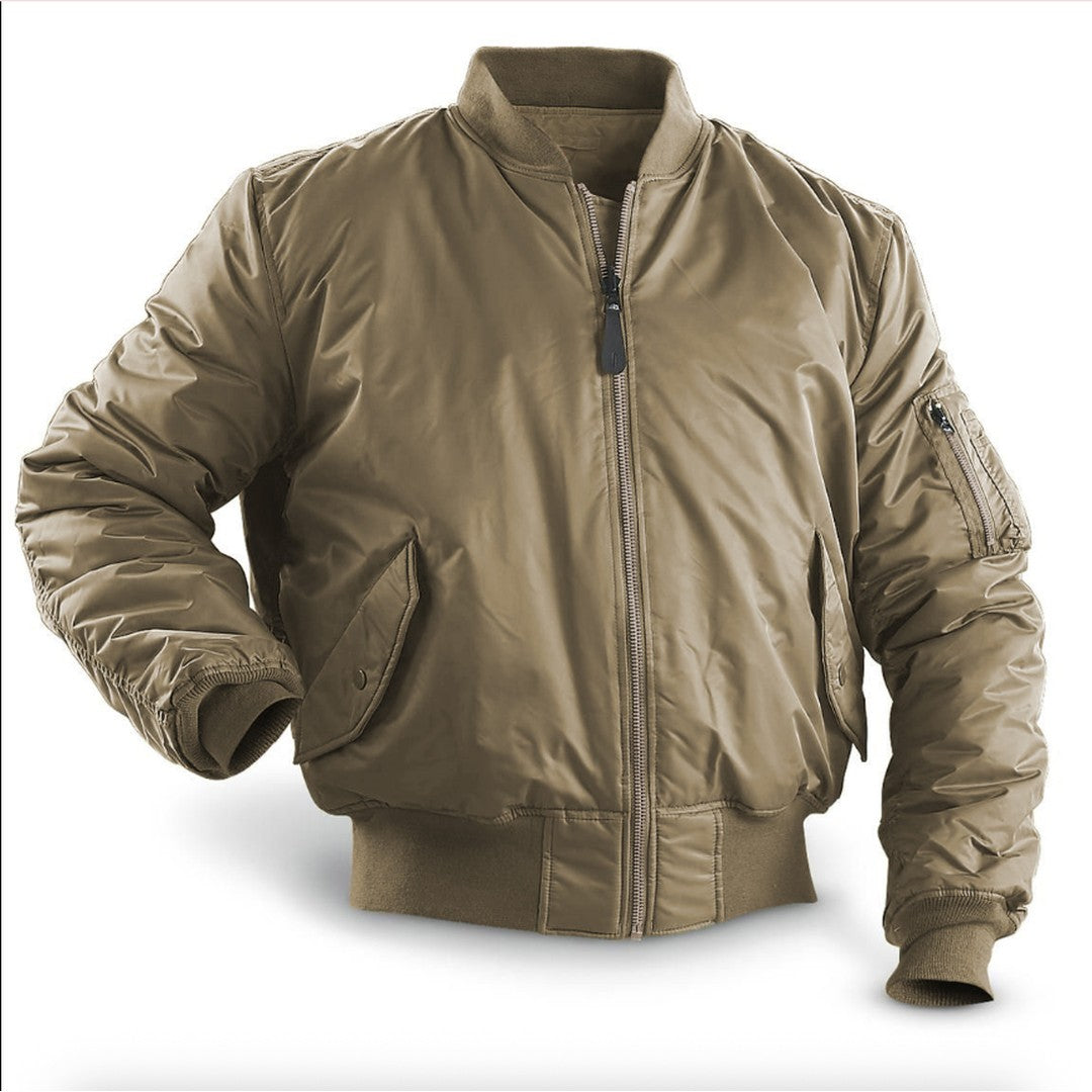 Man wearing the Clyde men's zip-up bomber jacket, 13 view