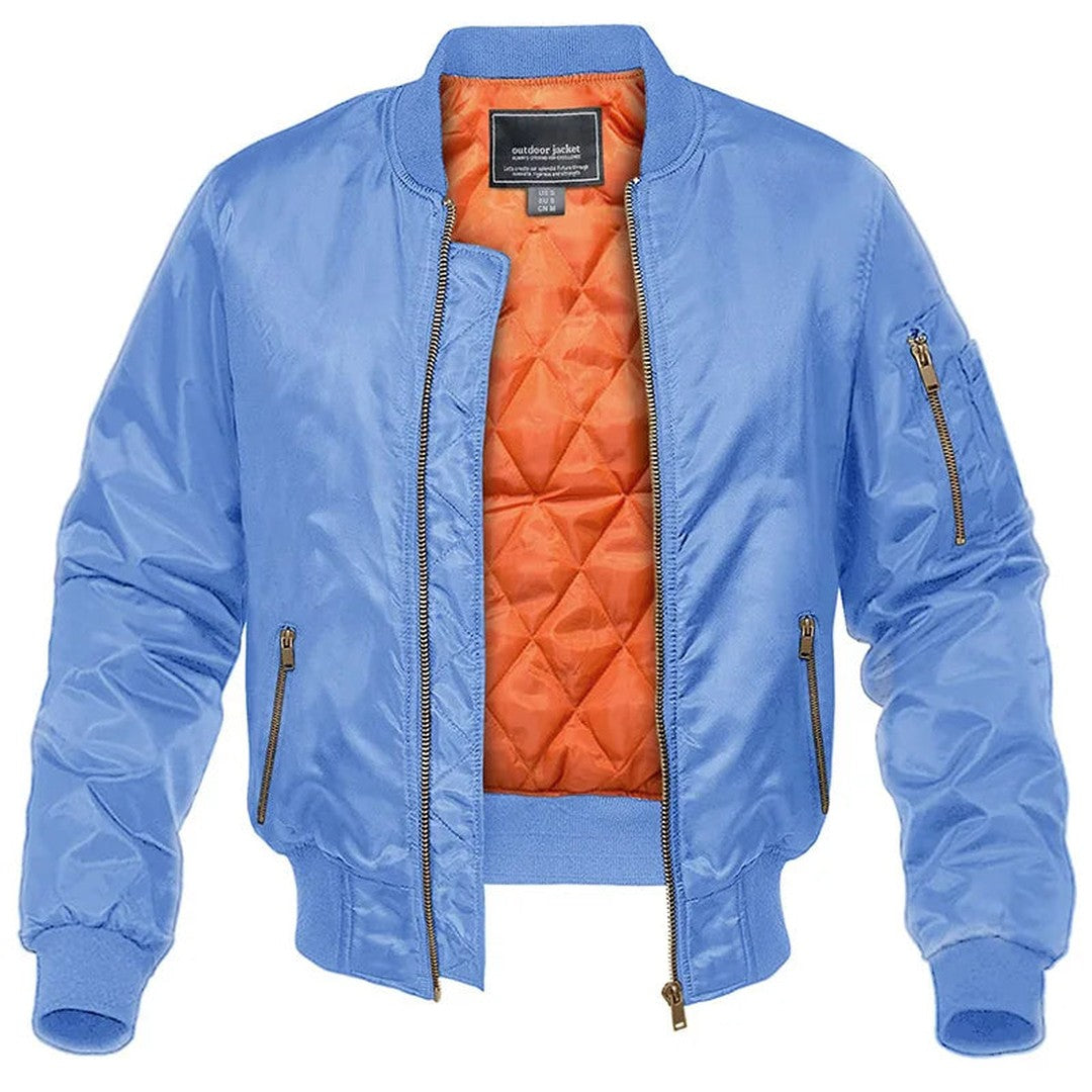 Man wearing the Clyde men's zip-up bomber jacket, 7 view