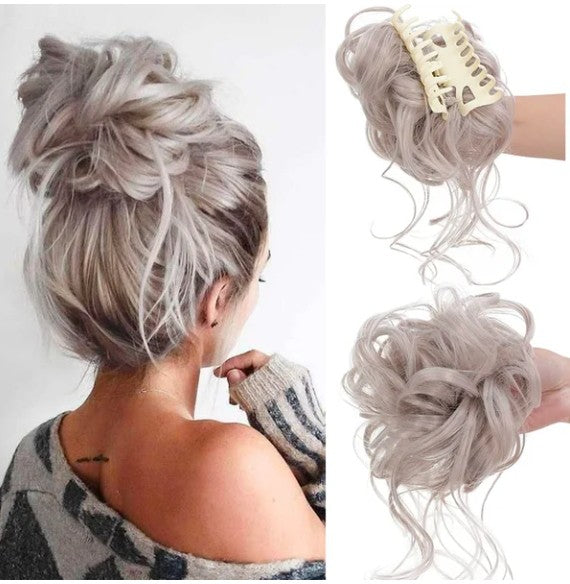 Curly messy bun claw clip hairpiece - product photo 15