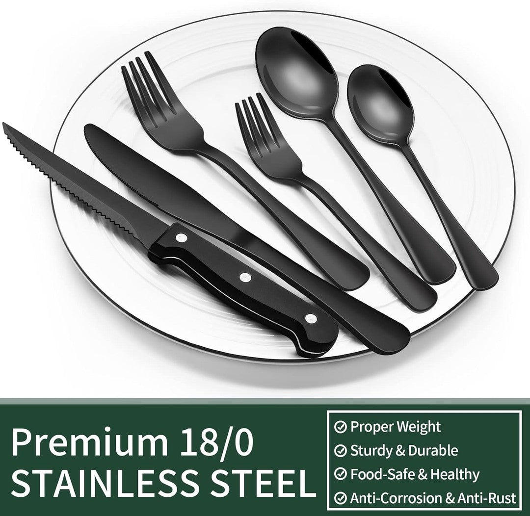 24-piece black stainless steel cutlery set - product photo 4