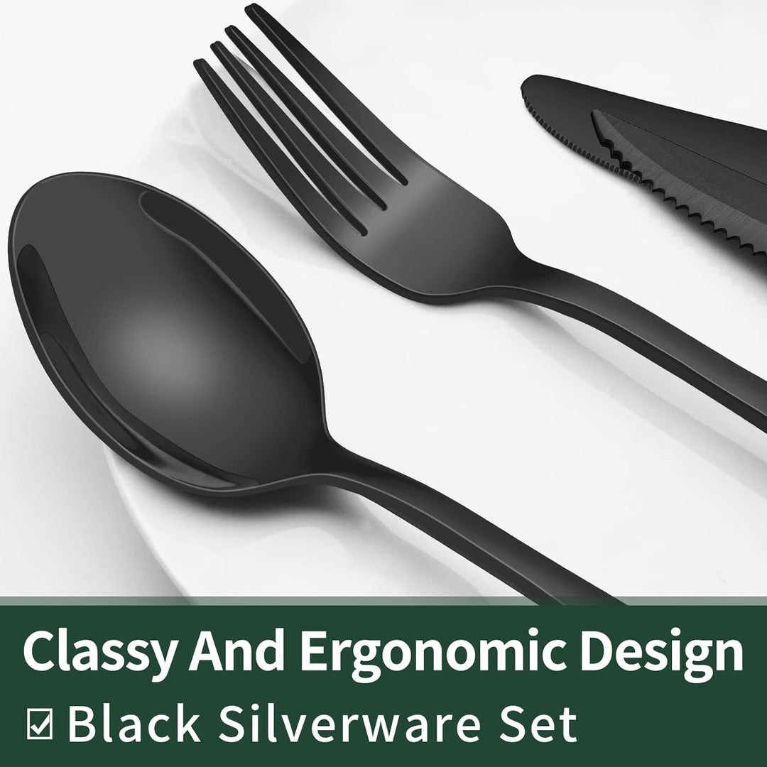 24-piece black stainless steel cutlery set - product photo 6