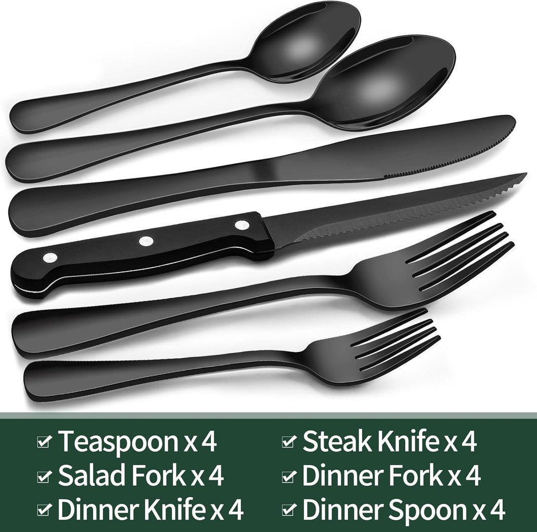 24-piece black stainless steel cutlery set - product photo 7