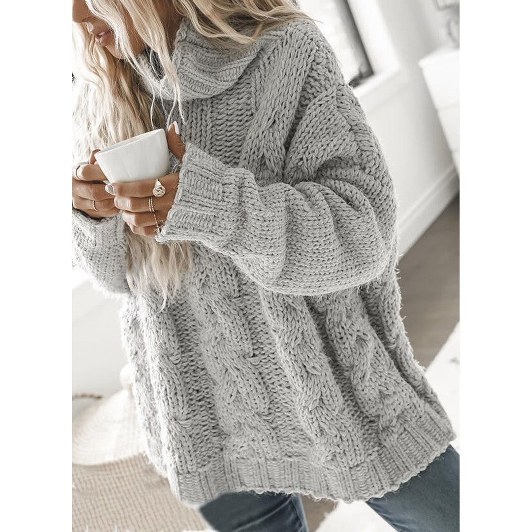 Man wearing the Corbin men's turtleneck knit sweater, side view