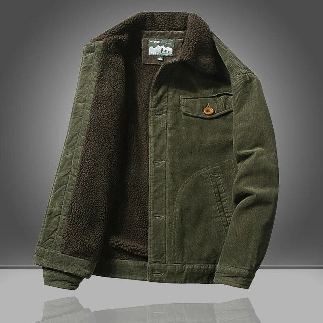 Man wearing the Dante men's jacket, side view