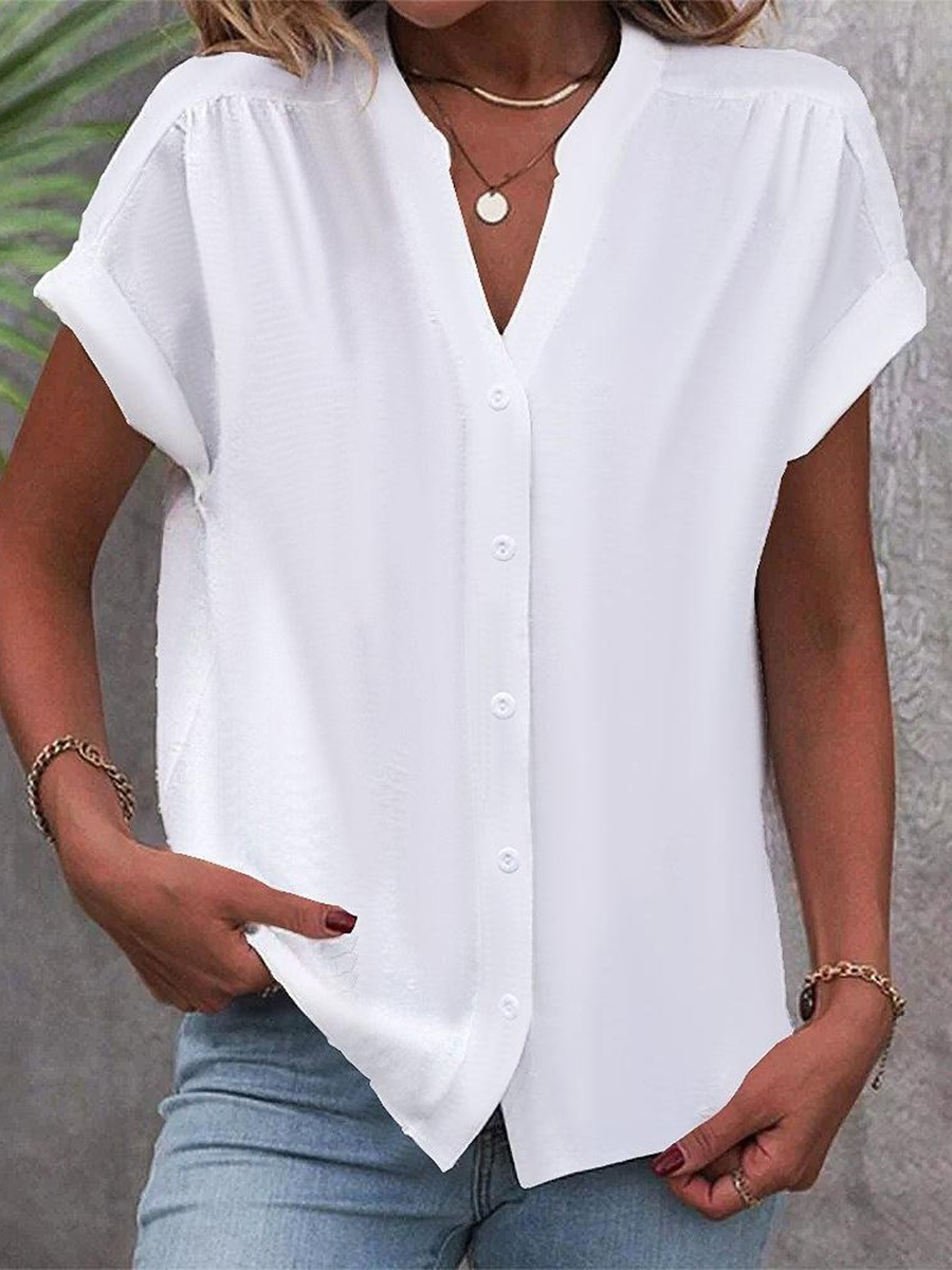 Elowen | Women's V-Neck Button Front Shirt