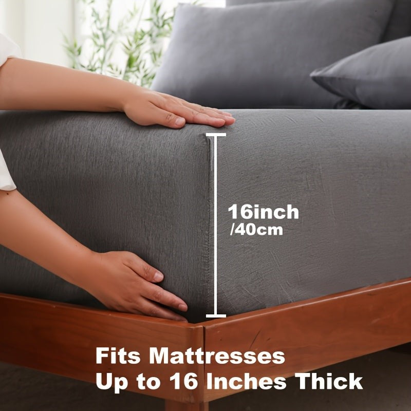 Bamboo blend fitted sheet in a made bed - product photo 11