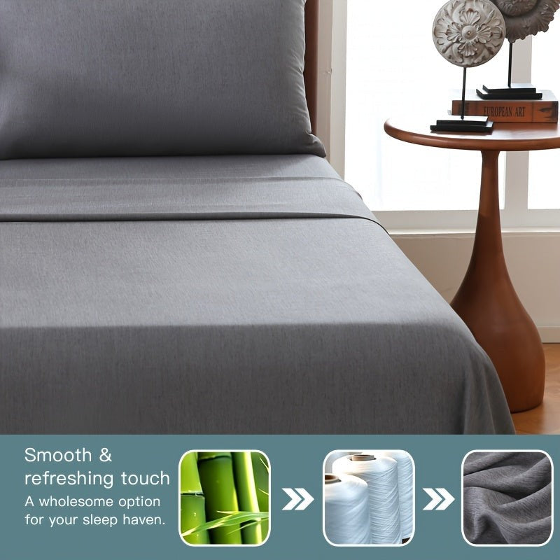 Bamboo blend fitted sheet in a made bed - product photo 2