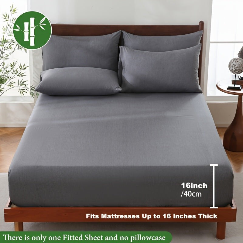 Bamboo blend fitted sheet in a made bed - product photo 8