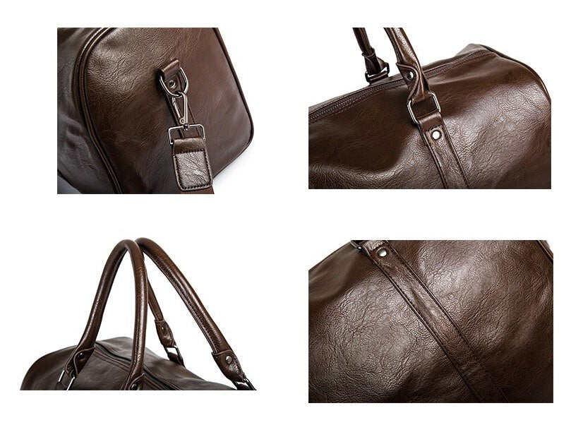 Lightweight PU leather travel duffel bag - product photo 16
