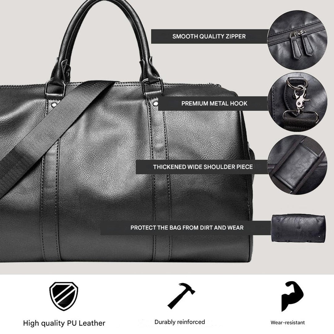 Lightweight PU leather travel duffel bag - product photo 3