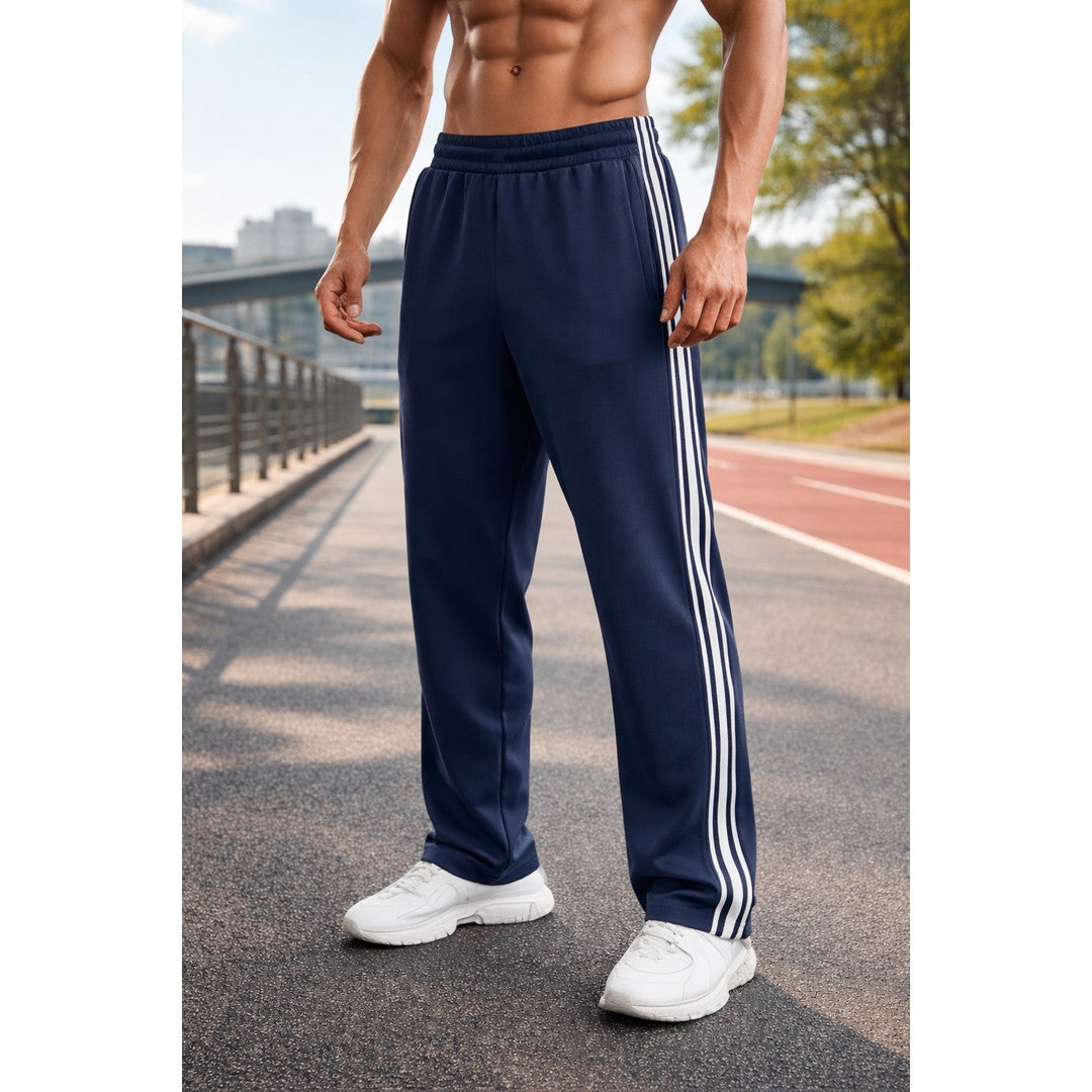 Man wearing the Easton men's denim drawstring pants, front view