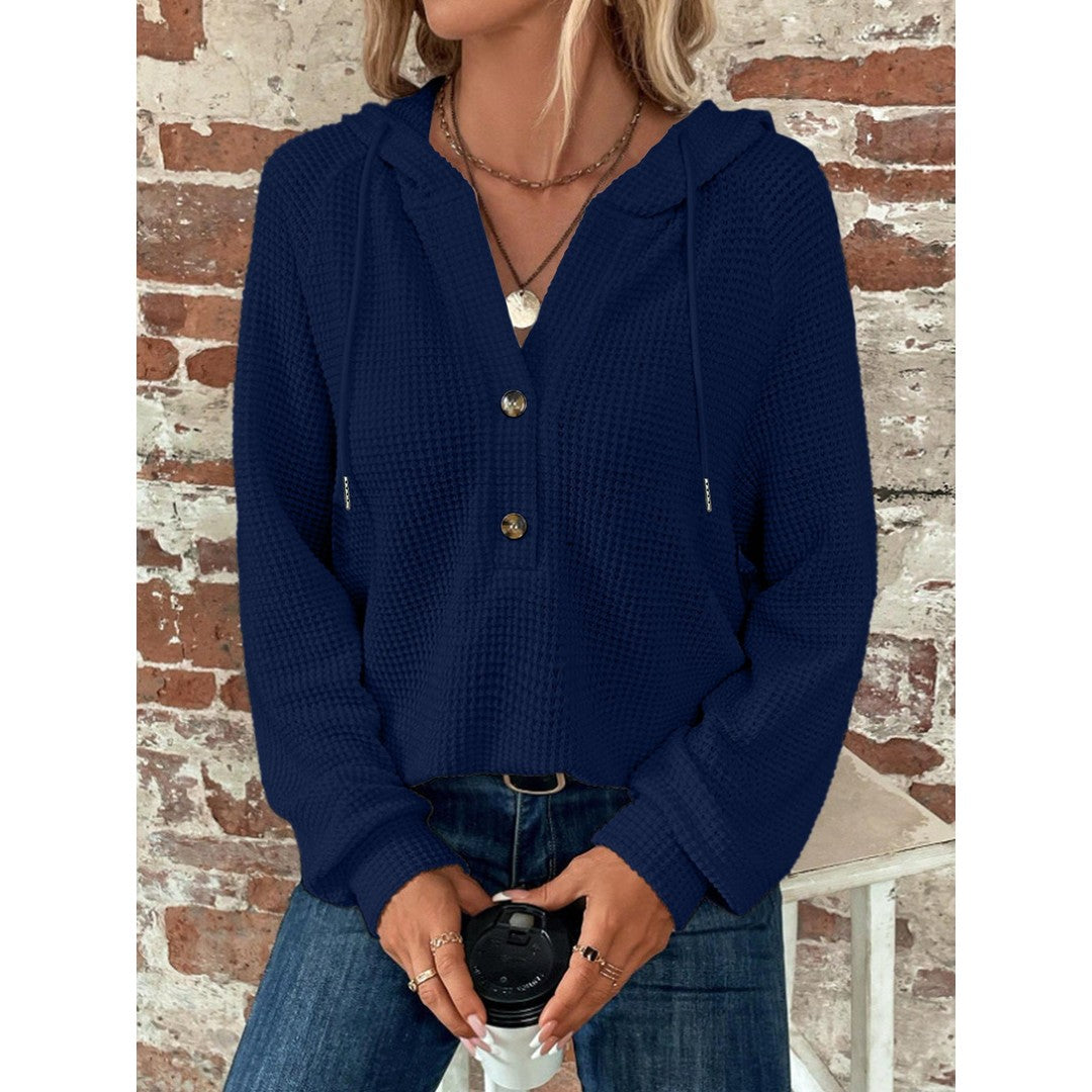 Woman wearing the Elena women's cropped hooded hoodie, 12 view