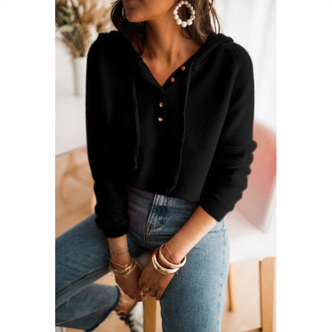 Woman wearing the Elena women's cropped hooded hoodie, 7 view