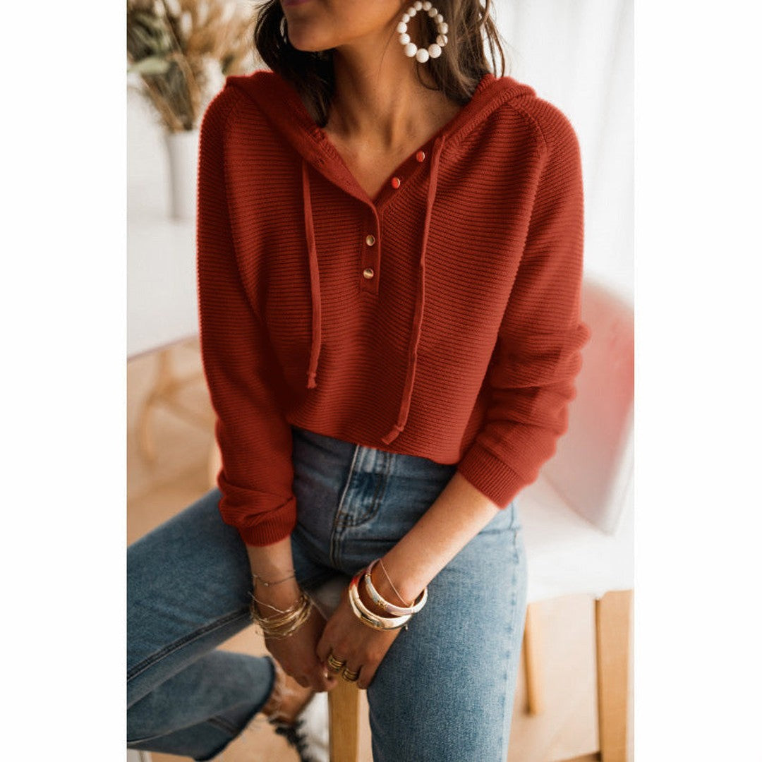 Woman wearing the Elena women's cropped hooded hoodie, flatlay view