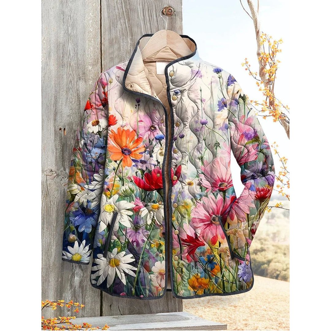Woman wearing the Elettra women's casual vintage jacket, front view