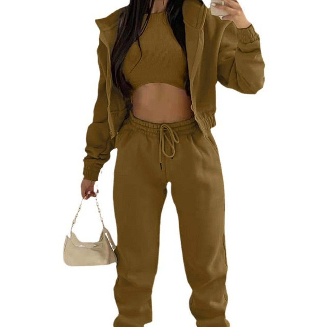 Woman wearing the Estella women's wide-leg joggers, model view