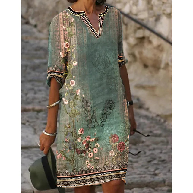 Isolde | Women's Vintage Floral Boho Dress