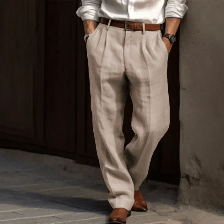 Cairo | Men's Pleated Linen Lightweight Summer Trousers