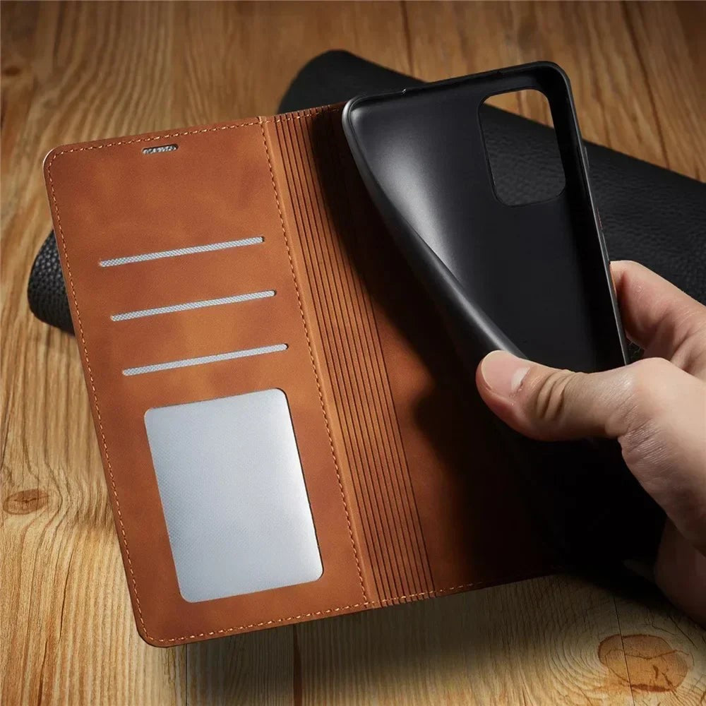 Leather flip phone case with card slots - product photo 3