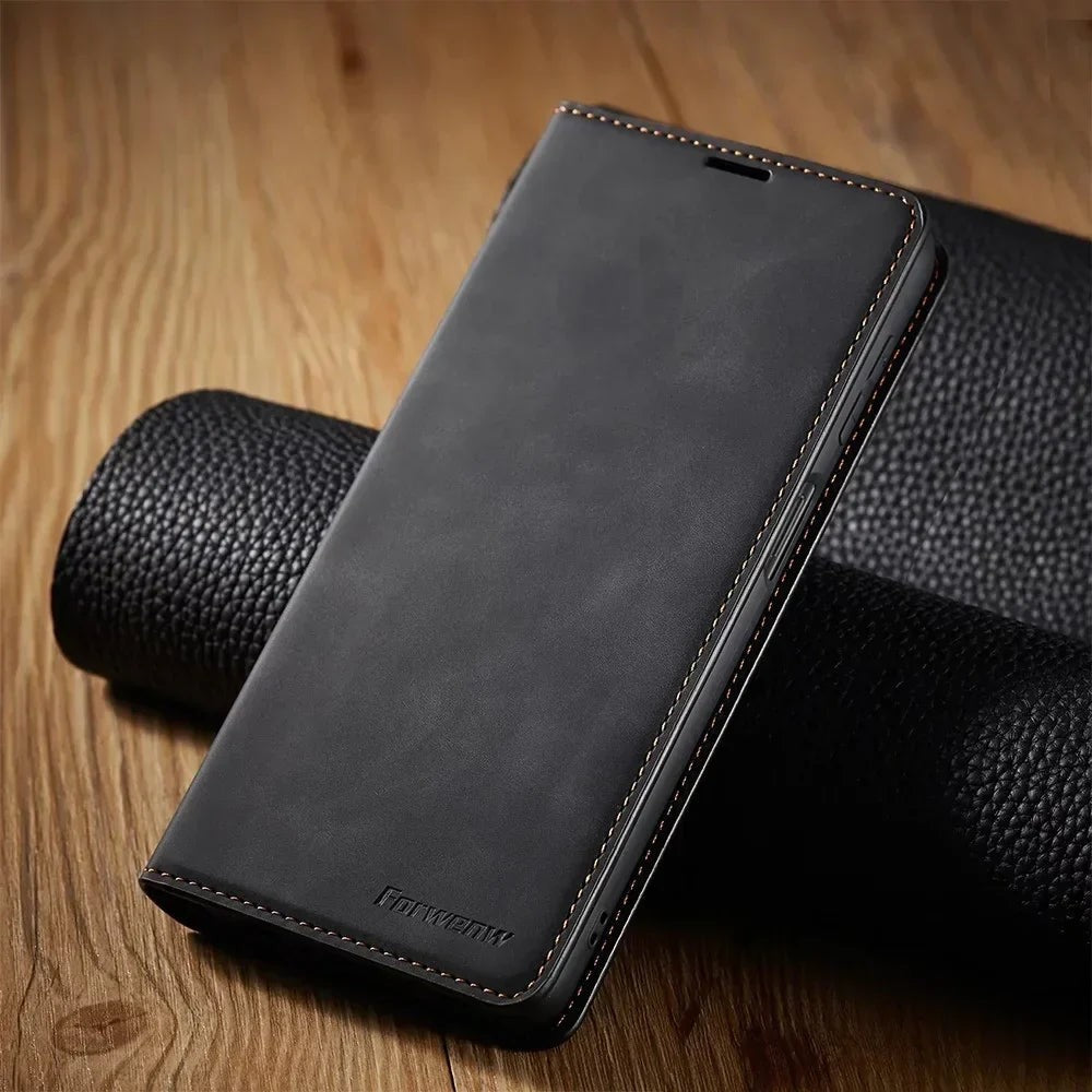 Leather flip phone case with card slots - product photo 7