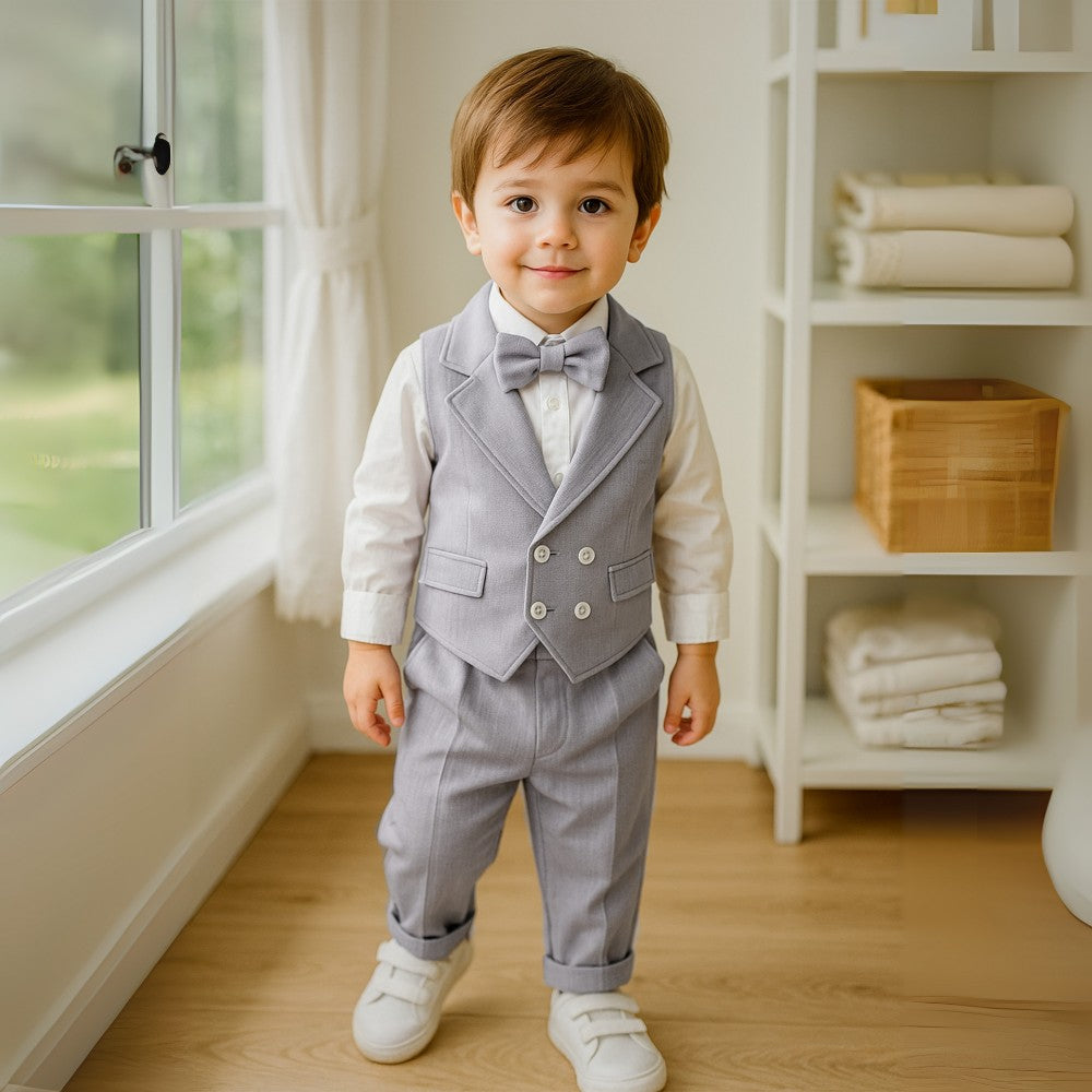Boys three-piece suit with vest and bow tie - product photo 16