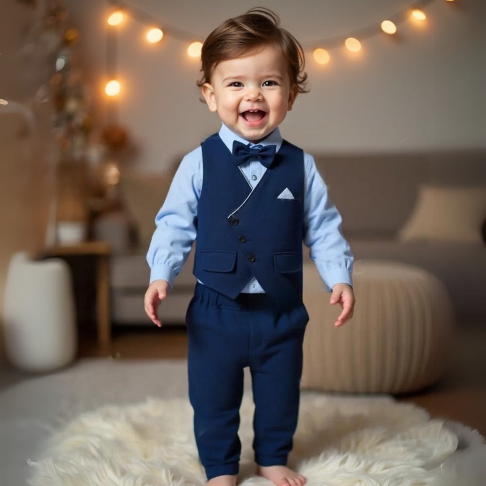Boys three-piece suit with vest and bow tie - product photo 2