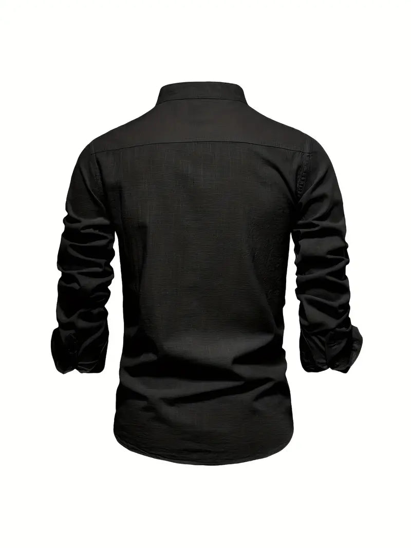 Ethan | Men's Mandarin Collar Button Front Shirt