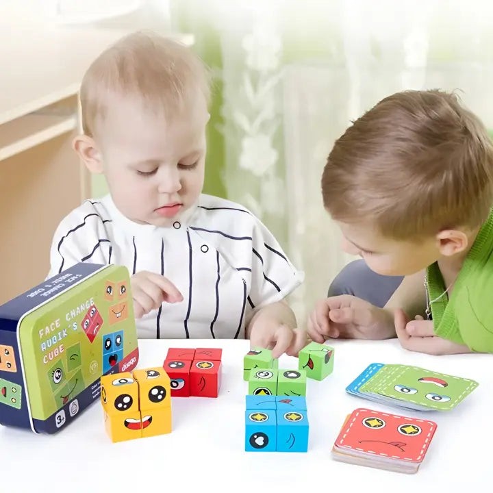 Wooden stacking and sorting blocks with faces - product photo 2