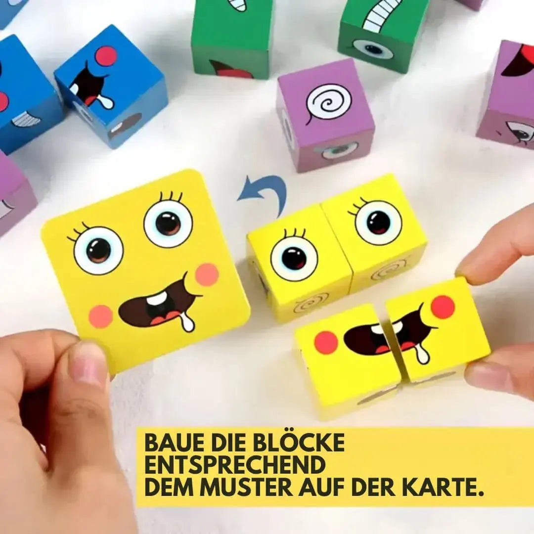 Wooden stacking and sorting blocks with faces - product photo 7
