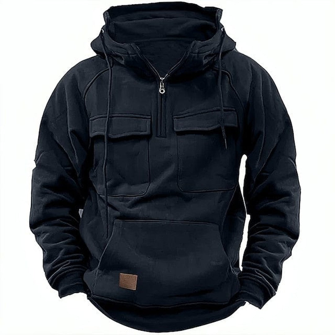 Man wearing the Ford men's hooded sweater, 8 view