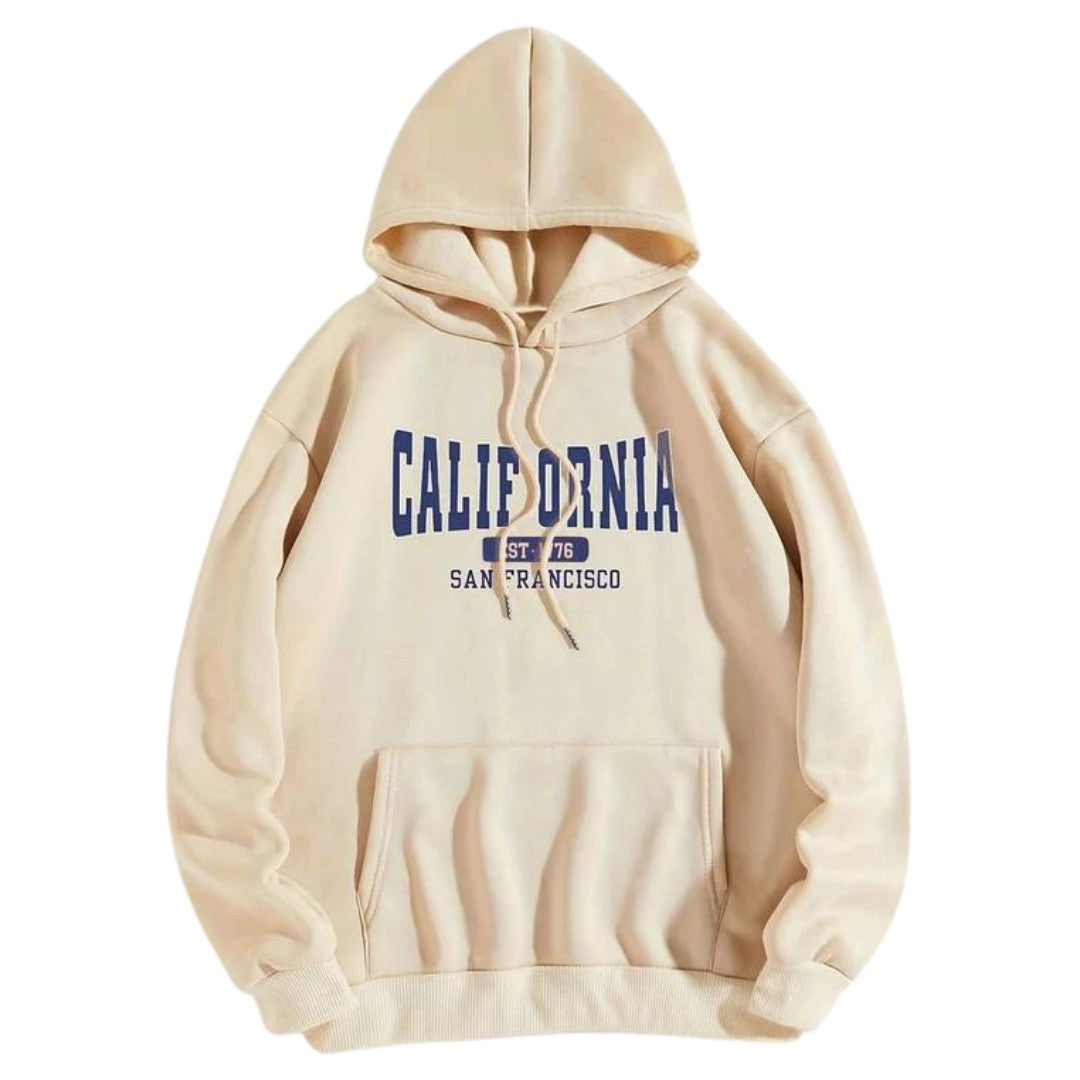 Man wearing the Franco men's hooded sweatshirt, back view