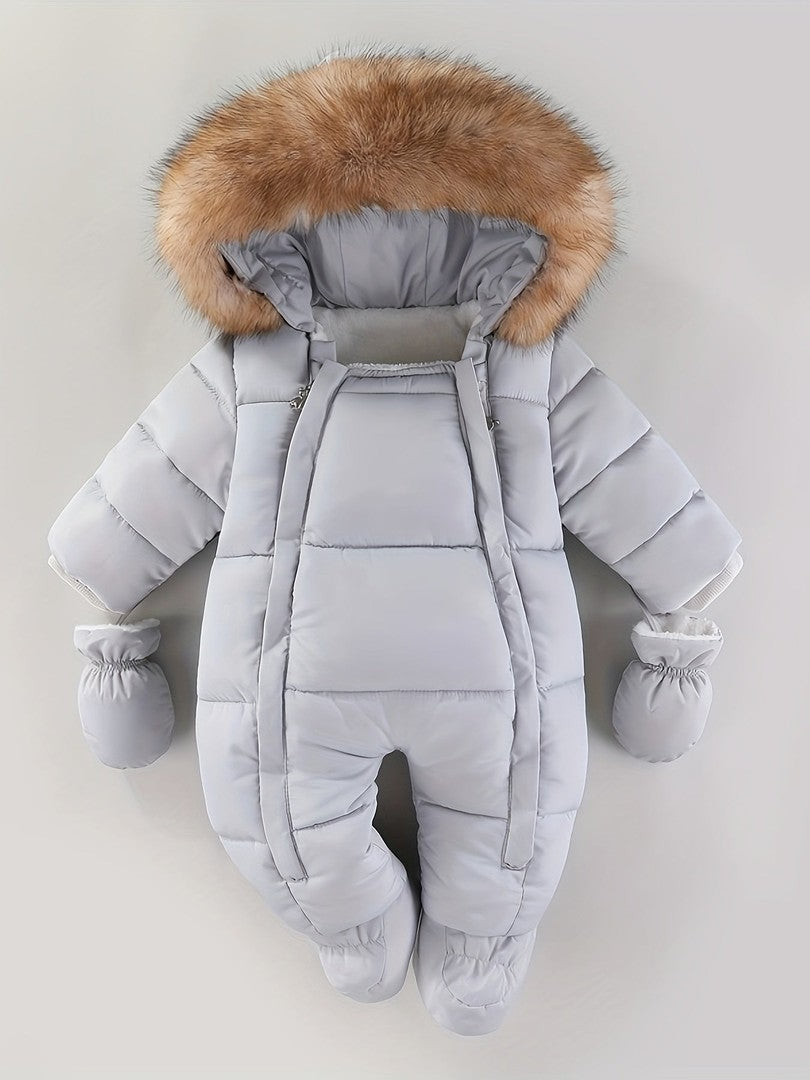 Padded hooded baby snowsuit - product photo 3