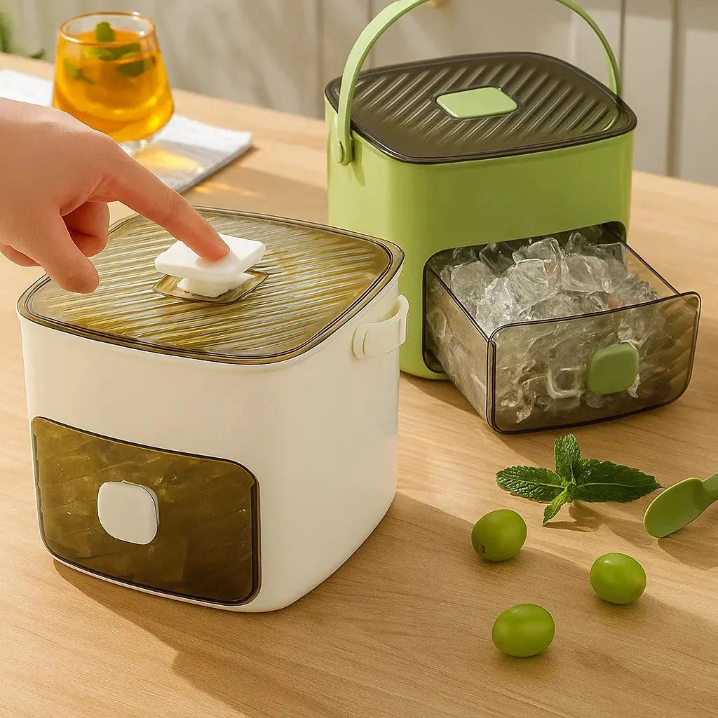 Push-release ice cube box with sealed storage bin - product photo 5