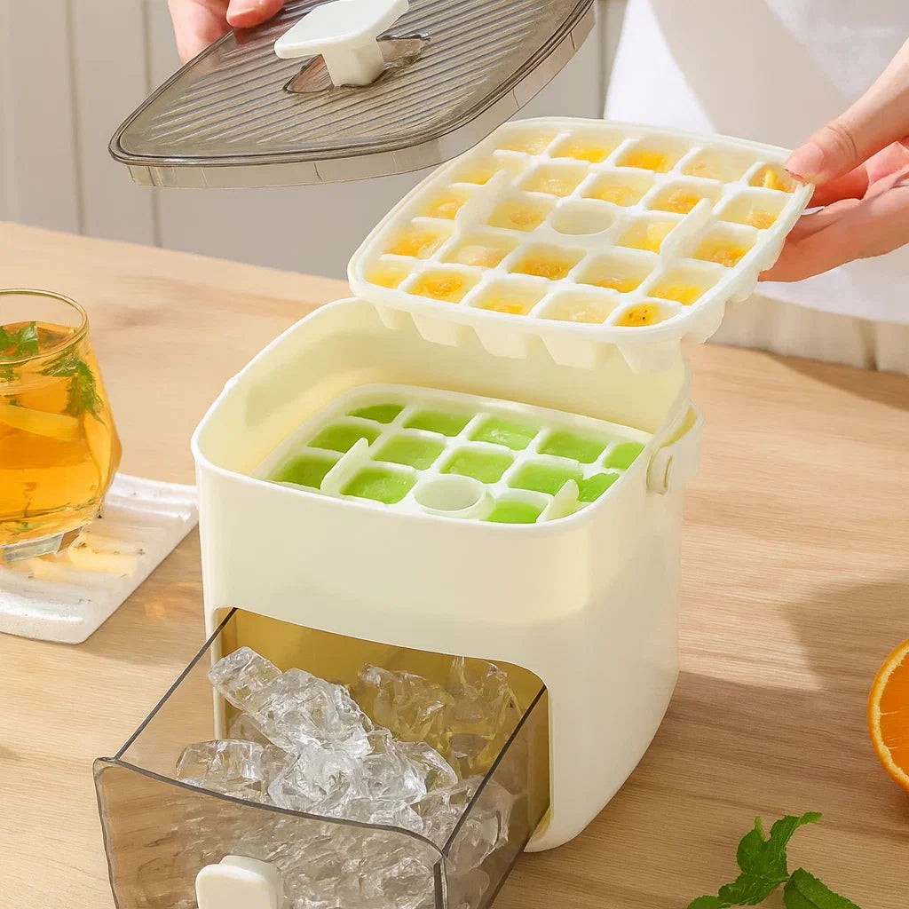 Push-release ice cube box with sealed storage bin - product photo 6