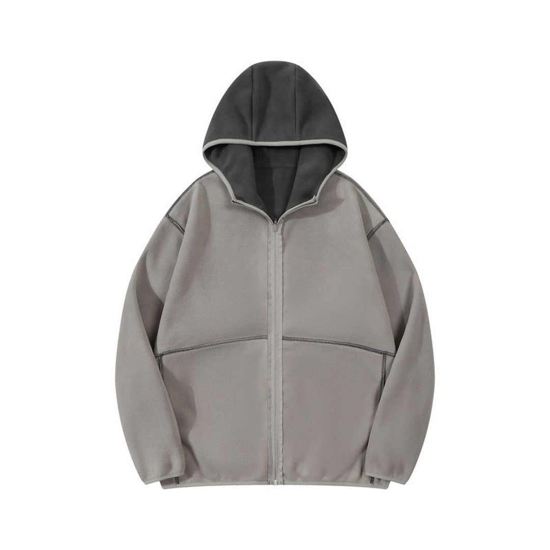 Woman wearing the Gaia women's relaxed hooded jacket, 11 view