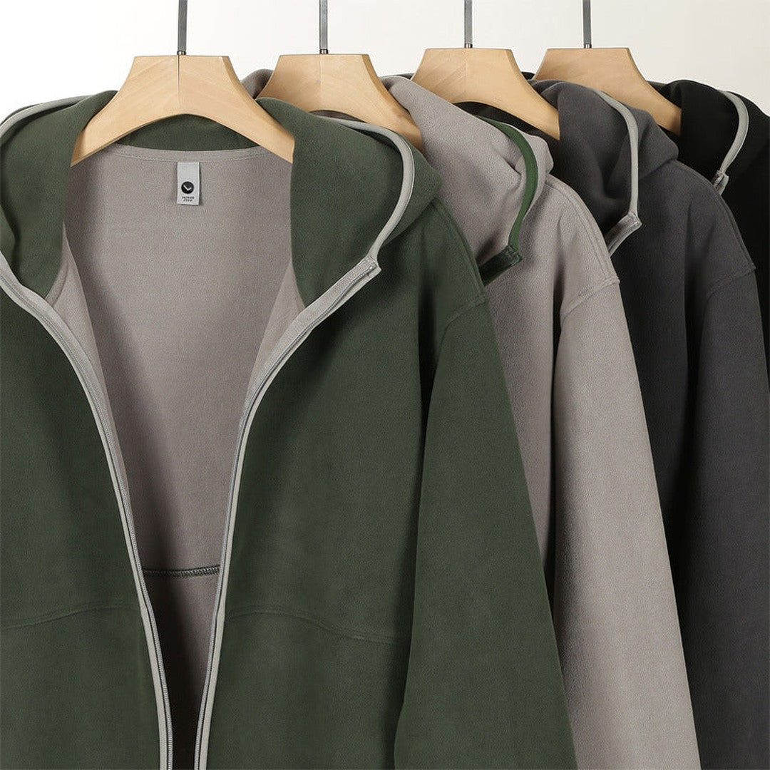 Woman wearing the Gaia women's relaxed hooded jacket, 12 view
