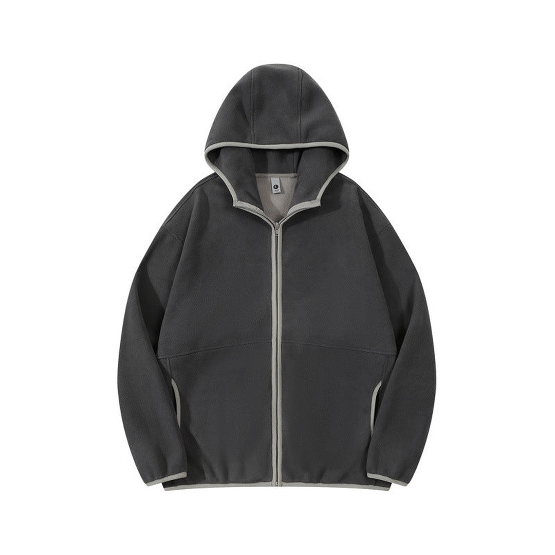 Woman wearing the Gaia women's relaxed hooded jacket, 13 view