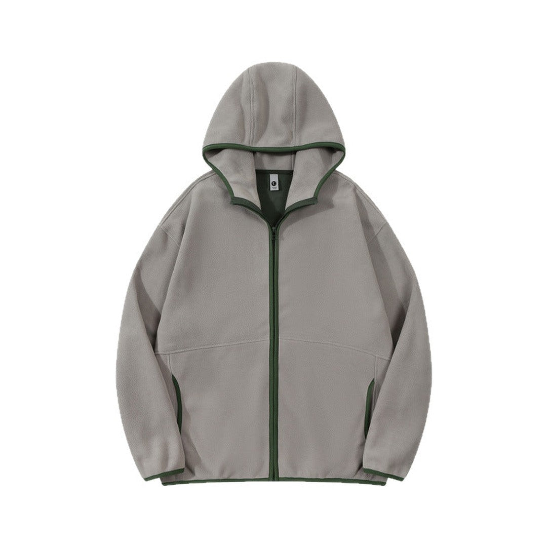 Woman wearing the Gaia women's relaxed hooded jacket, 9 view