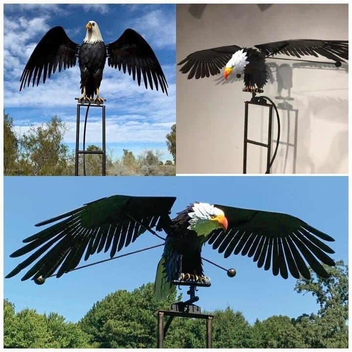 Metal bird wind spinner garden ornament - product photo 1