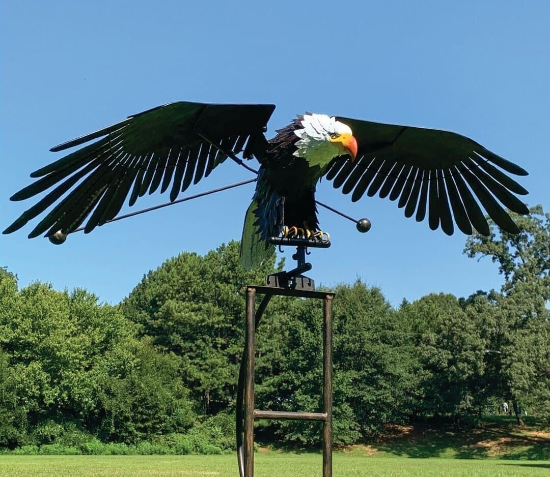 Metal bird wind spinner garden ornament - product photo 3